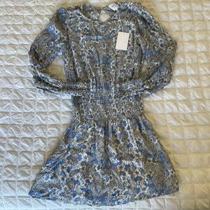 Misa blue Silk floral mini dress